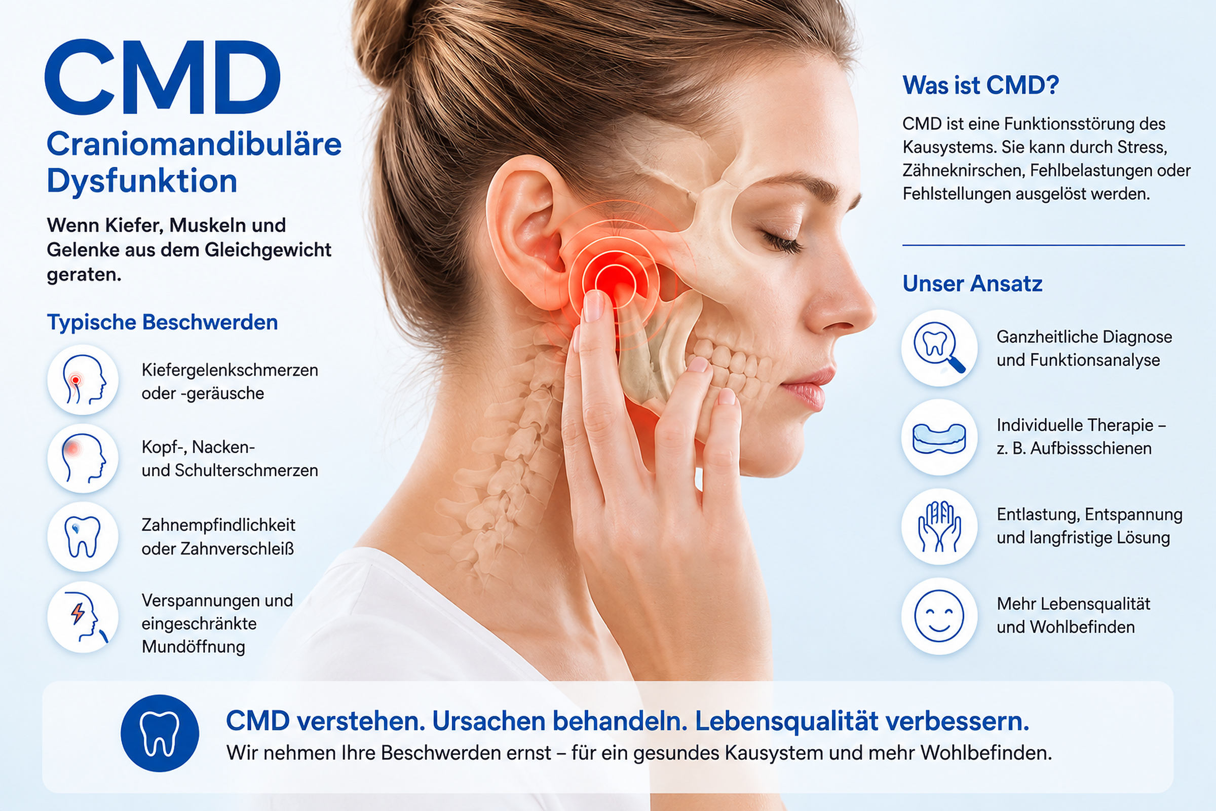 Kiefergelenksbehandlung bei CMD und Kiefergelenkbeschwerden