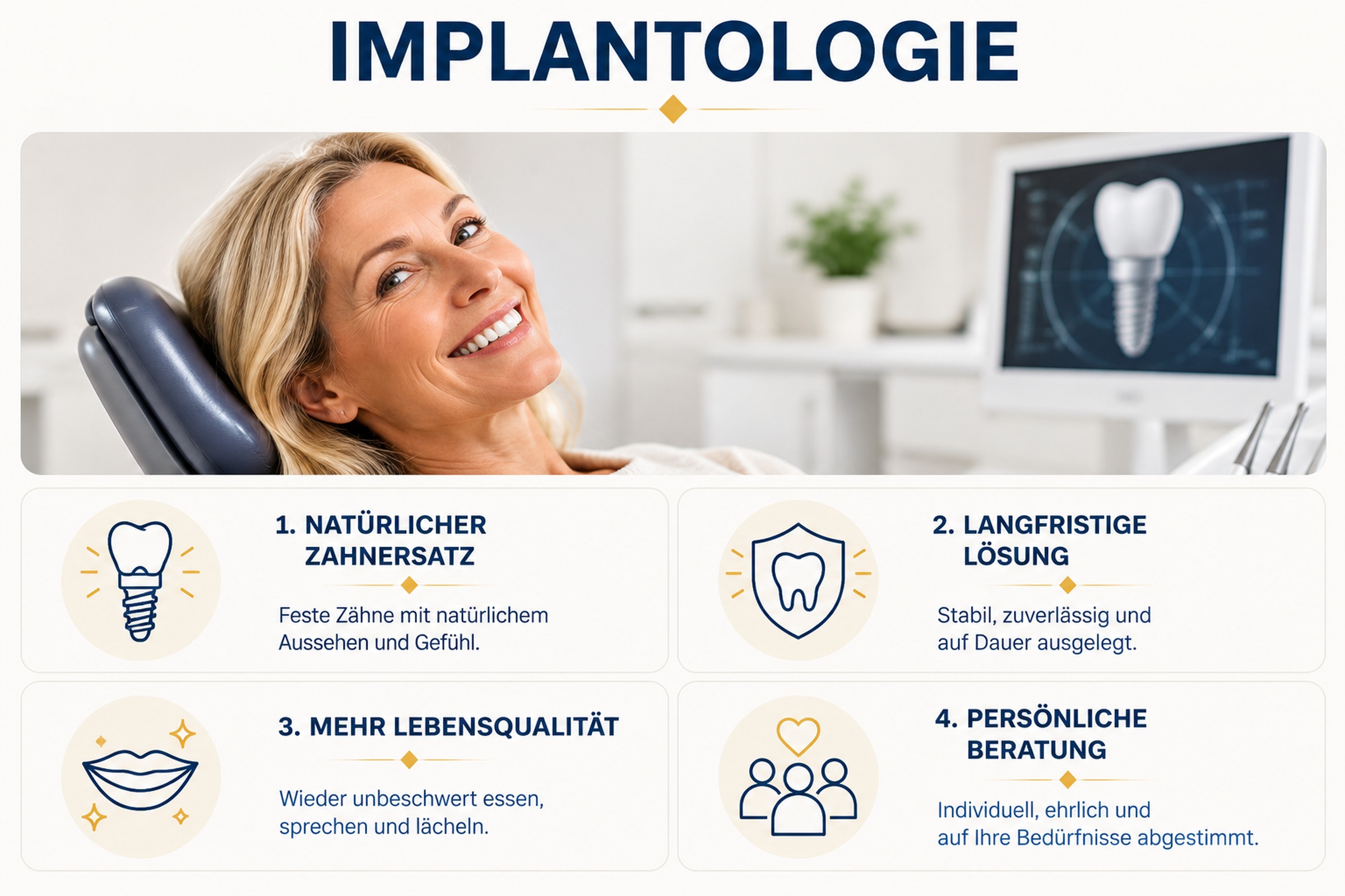 Implantologie und Zahnimplantate für natürlichen und langfristigen Zahnersatz