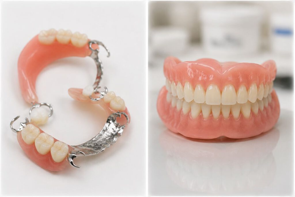 Zahnprothetische Versorgung mit Teilprothese und Totalprothese zur Wiederherstellung von Funktion und Ästhetik