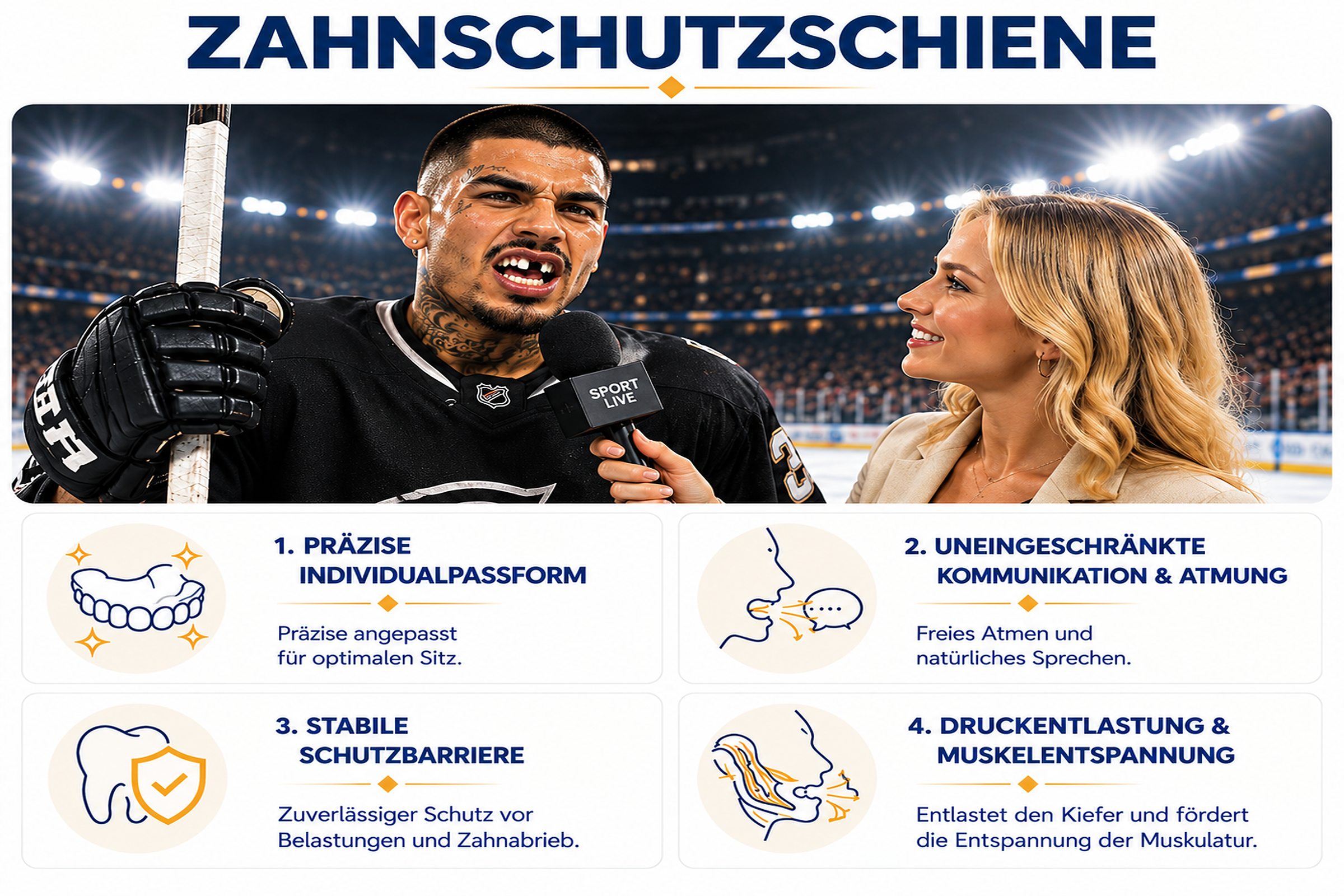Individuelle Zahnschutzschiene für Sport mit optimaler Passform und Schutz vor Zahnverletzungen