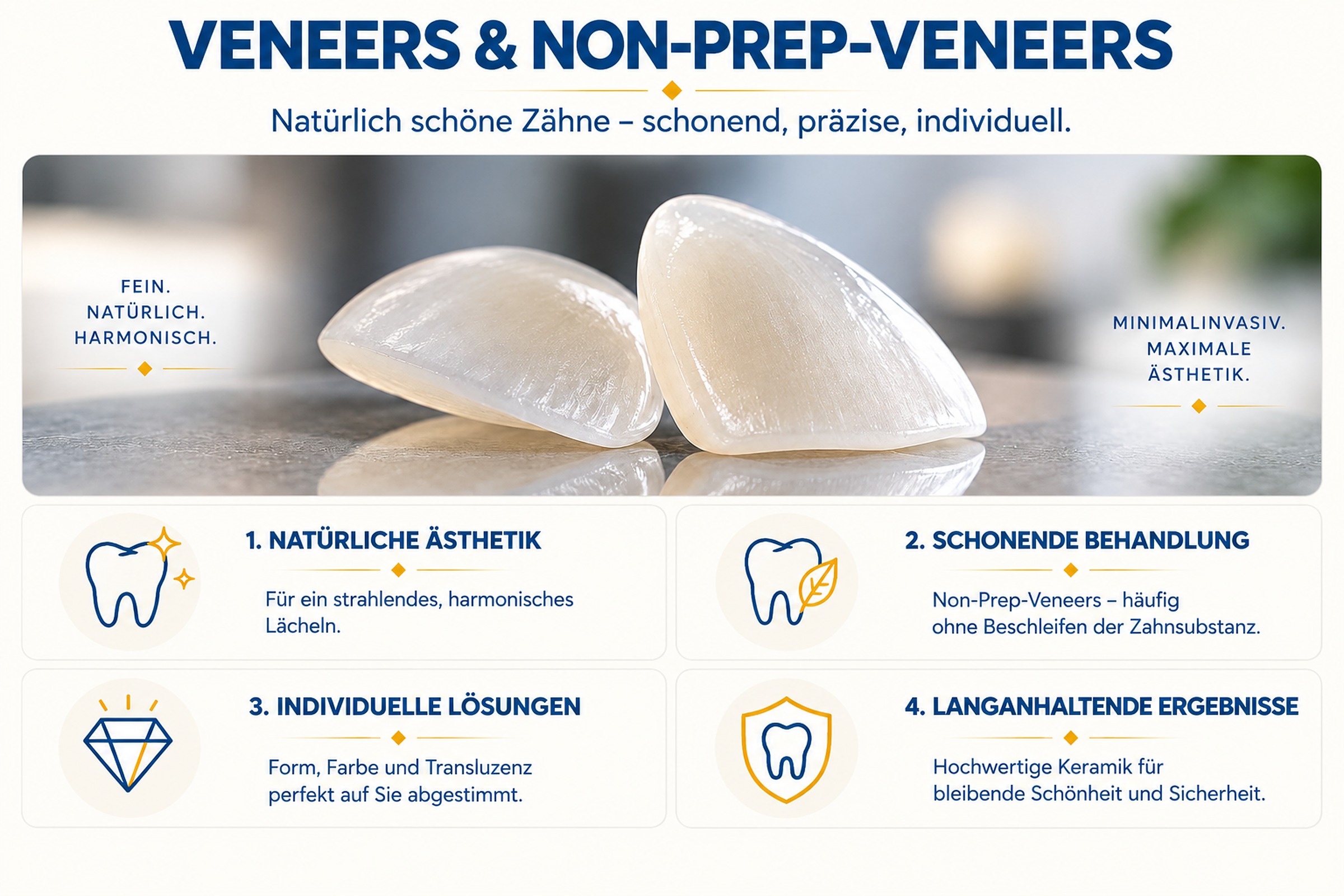 Veneers und Non-Prep-Veneers für natürliche Ästhetik und schonende Zahnverschönerung
