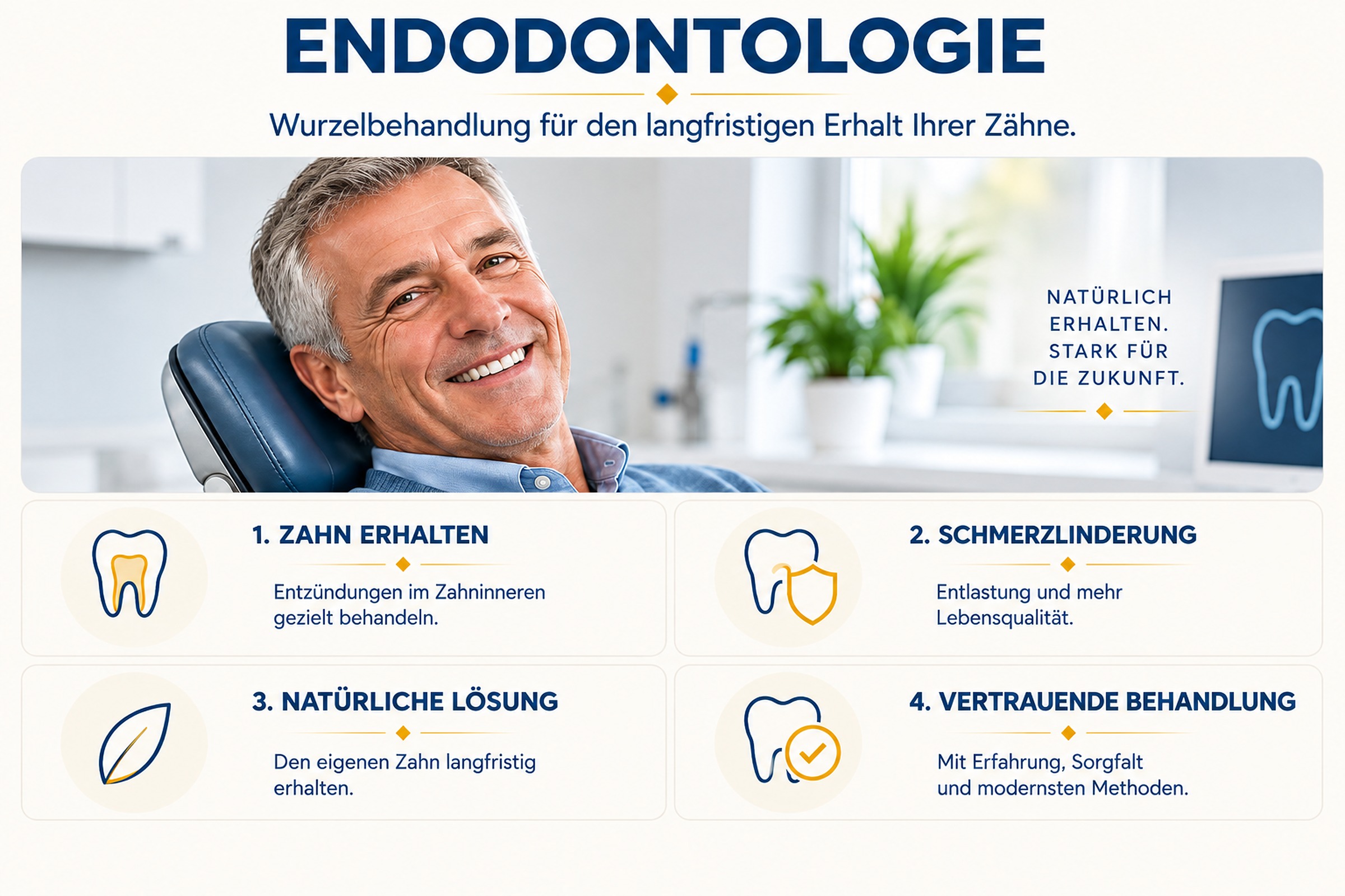 Wurzelkanalbehandlung zum langfristigen Erhalt des eigenen Zahns