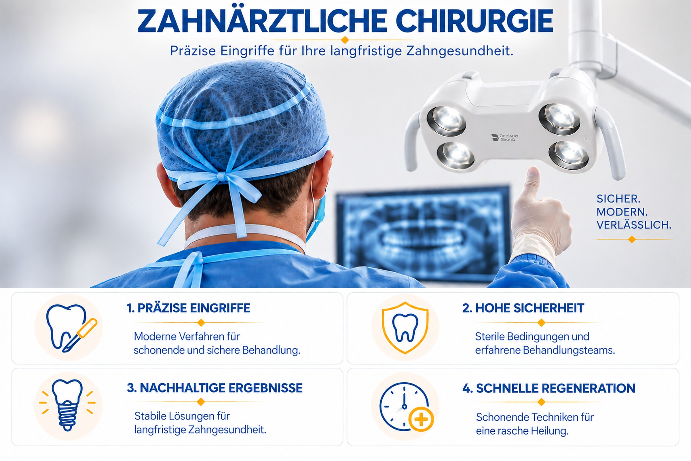 Zahnärztliche Chirurgie mit präzisen Eingriffen und moderner Behandlungstechnik